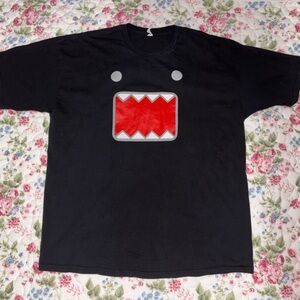 Black Domo Kun Graphic Tee with Red Mouth Size XL